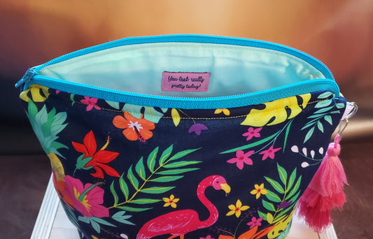 Tropical Flamingo Makeup Bag- colorful bag with fun flair!
