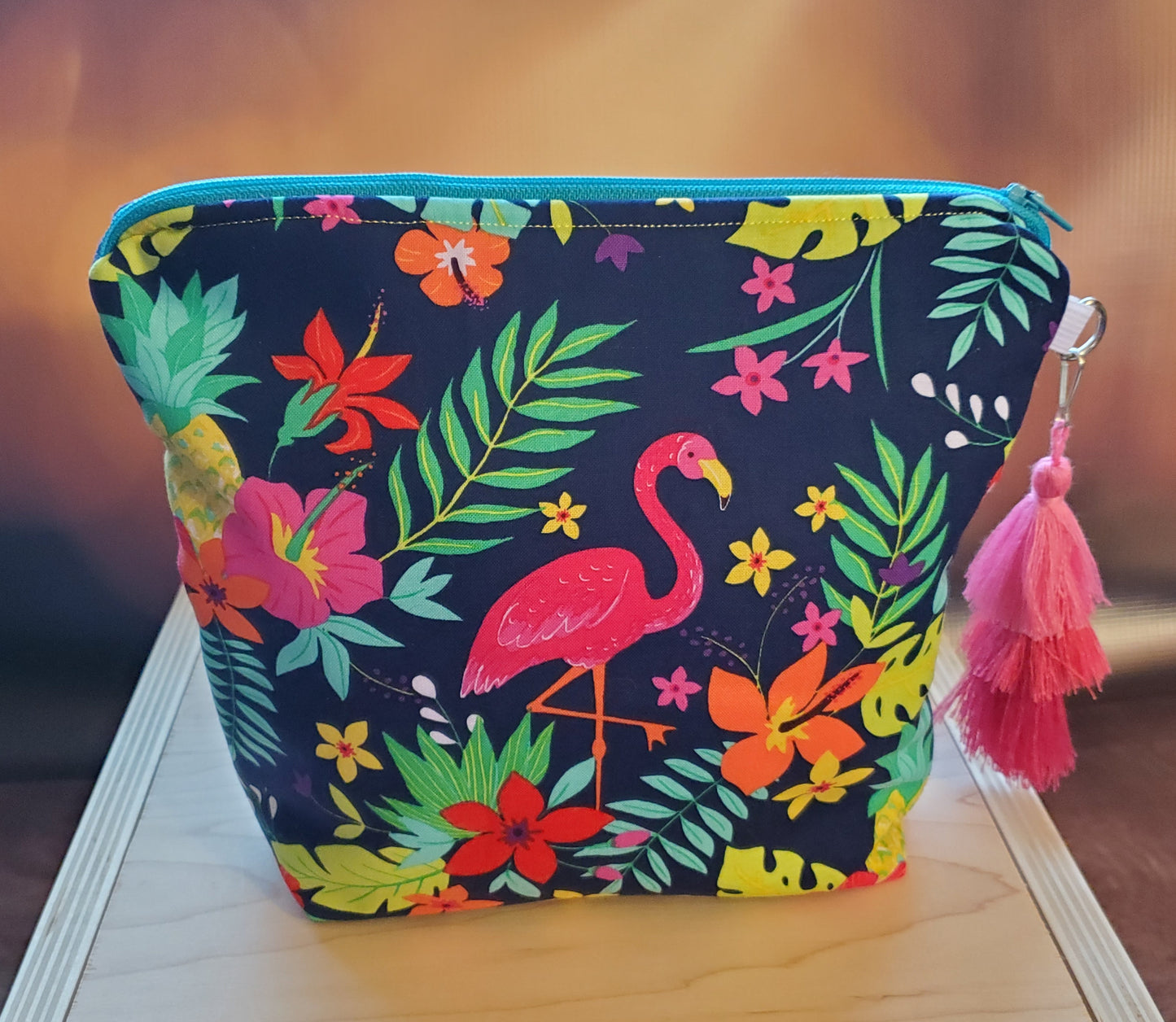 Tropical Flamingo Makeup Bag- colorful bag with fun flair!