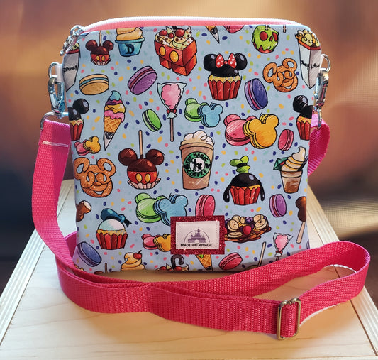 Blue Magical Snacks Purse/Wristlet combo - Waffle, Macarons, Pretzel, Ice Cream, and more!