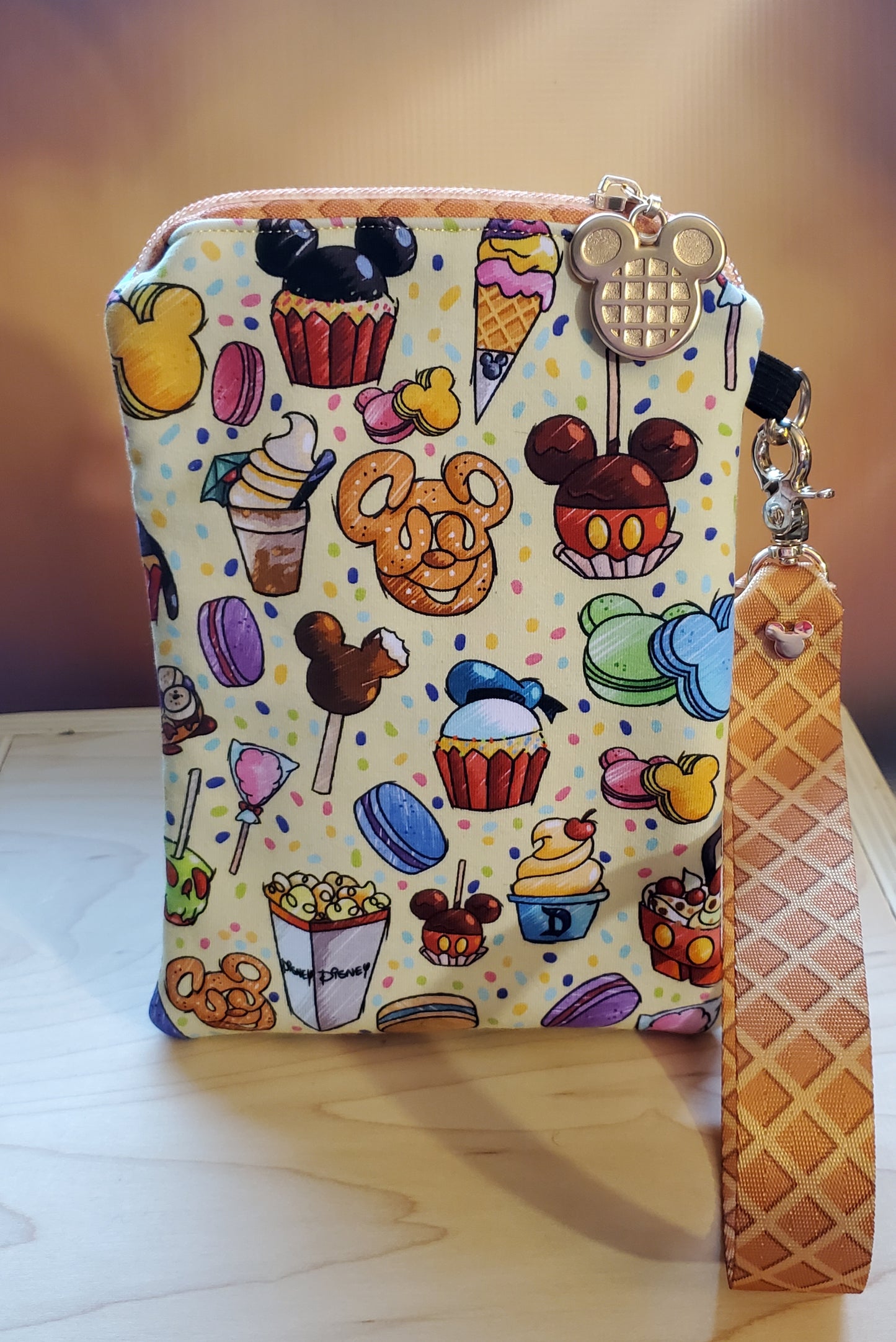 Magical Snacks Themed Zipper Bag Wristlet - Pretzel, Ice Cream, Waffle, Popcorn, Macarons and more!