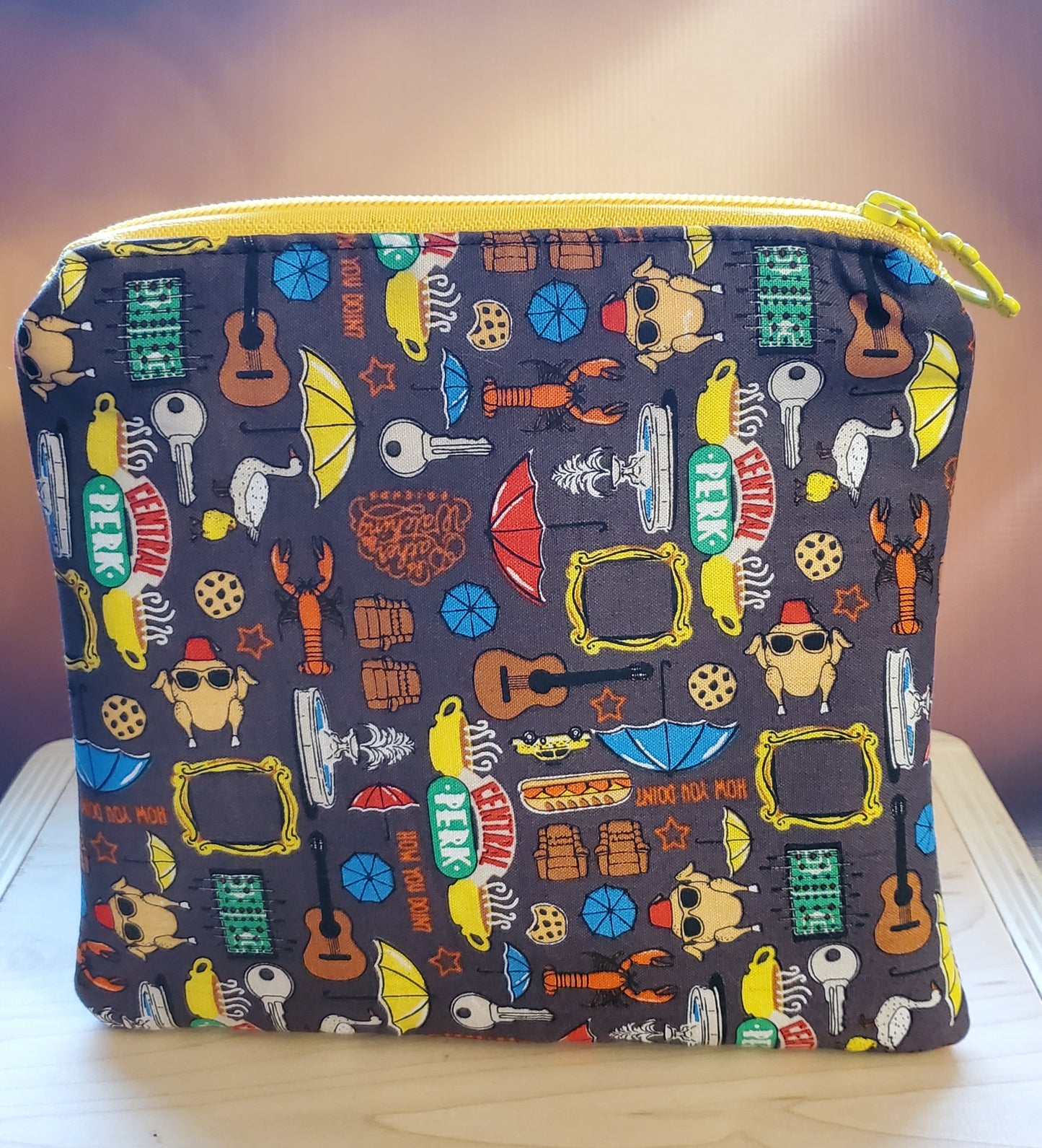 Friendly Zipper Bag- Custom Yellow Picture Frame Zipper Pull