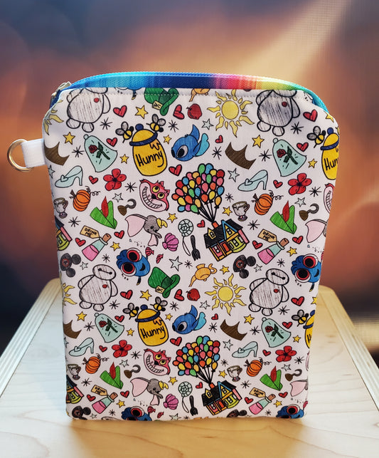 Sketch Art Style Characters Zipper Bag- Custom Sketchy Style Rainbow Zipper & Pull