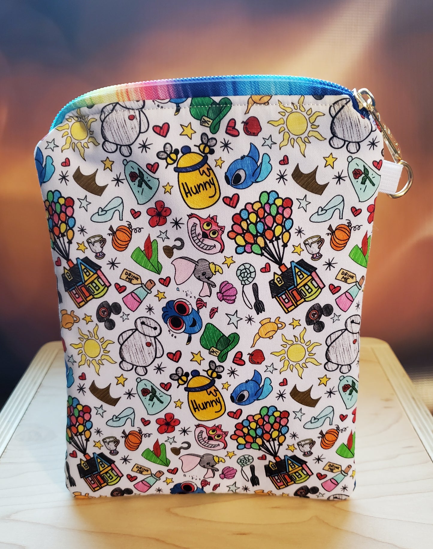 Sketch Art Style Characters Zipper Bag- Custom Sketchy Style Rainbow Zipper & Pull