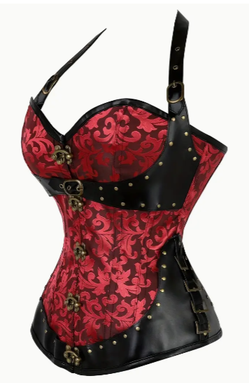 "Grace O'Malley" Red Brocade Corsets- Ready to ship!