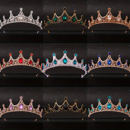 "Ellie" Emerald & Jet Princess Gold Crown - available in multiple colors!