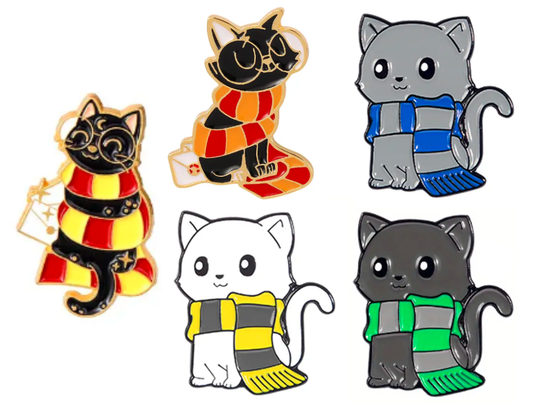 Adorable Kittens in House Color Scarves - Cute Pins for Everyone!