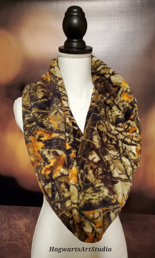plush camo print scarf