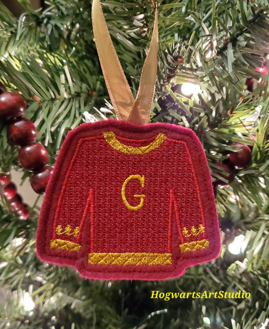 Christmas Holiday Sweater Ornament - Choose your color and letter combination!