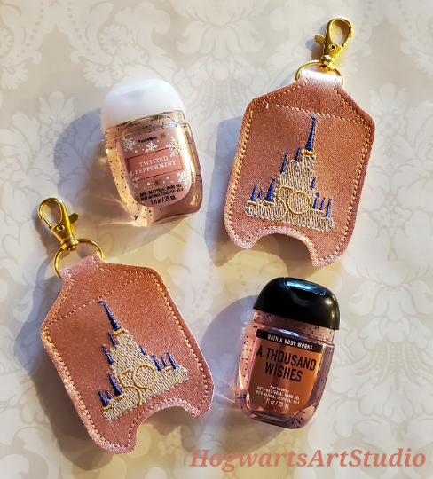 50th Birthday Castle Hand Sanitizer Holder Keychain - includes a 1oz B&BW Sanitizer bottle!