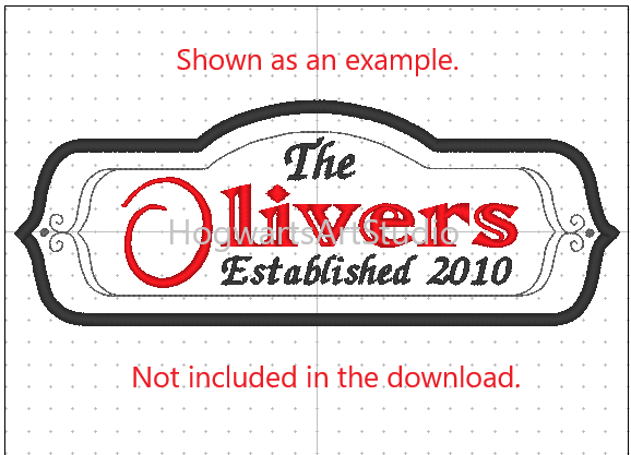 Blank Vintage Nameplate Sign & Wand Shop Embroidery Design Files - Instant Download