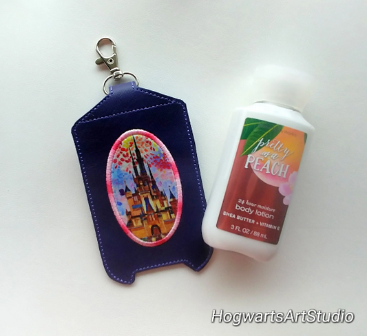 Watercolor Style Castle Lotion Bottle Holder Keychain
