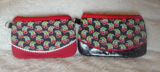 Retro Black Cherry Zipper Bag - Vintage Rockabilly Style