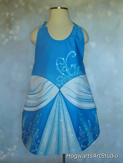 Blue Princess Kid's Pretend Dress Up Apron