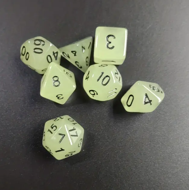 Glow in the Dark 7 Piece Polyhedral Dice Set