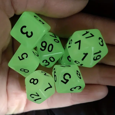 Glow in the Dark 7 Piece Polyhedral Dice Set