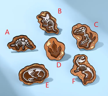 Jurassic Era Dinosaur Pins - become a paleontologist with these fossils!