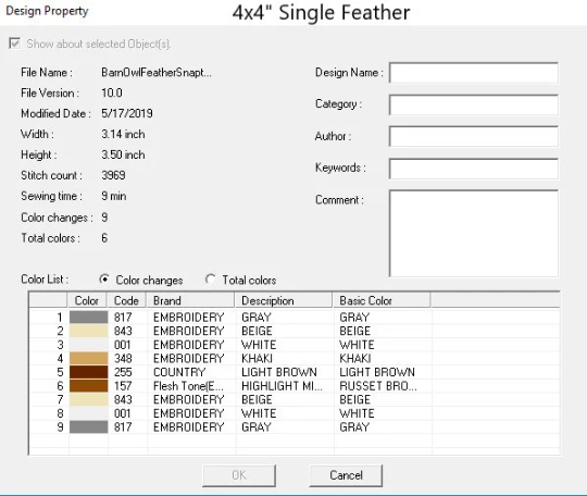 Barn Owl Feather Keychain Embroidery Design Files - Instant Download