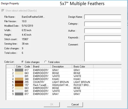 Barn Owl Feather Keychain Embroidery Design Files - Instant Download