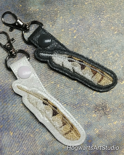 Barn Owl Feather Keychain Embroidery Design Files - Instant Download
