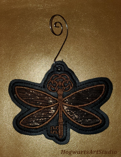 Flying Key Ornament - "Rusty, like the handle!" & Gold Iridescent