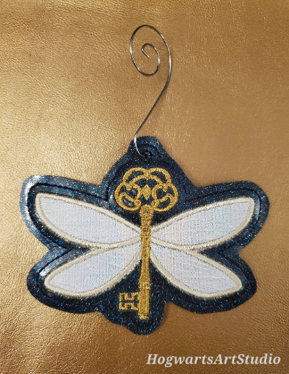 Flying Key Ornament - "Rusty, like the handle!" & Gold Iridescent