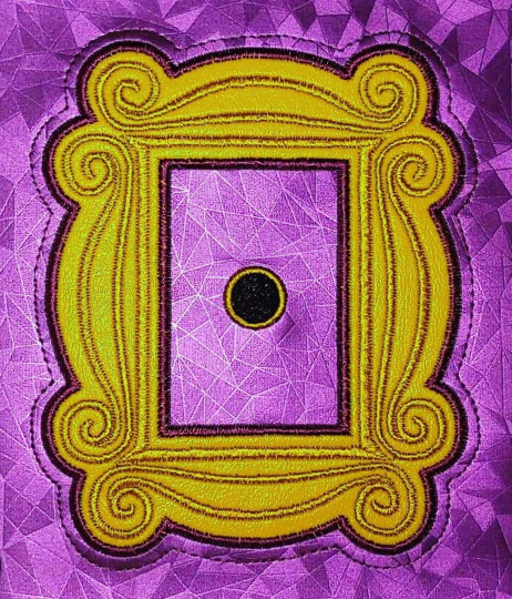 Large Friendly Yellow Photo Frame Embroidery Design File - Instant Download!