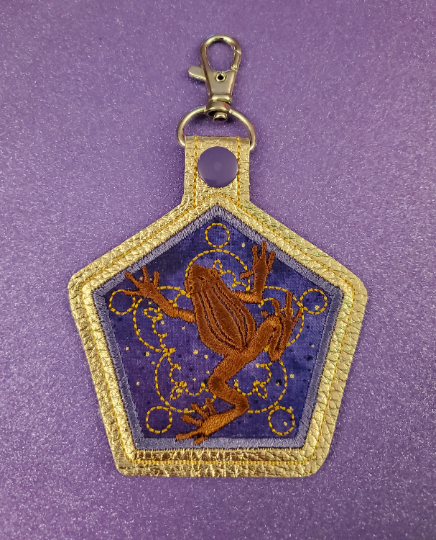 Pentagon Snaptab with Filigree and Frog Embroidery Design Files- Instant Download