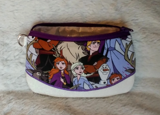 Froze Winter Themed Zipper Bag - Glitter vinyl accent, fully lined