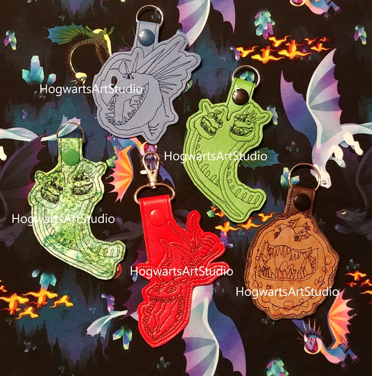 Trained Dragon Keychains Embroidery Design Files - Instant Download