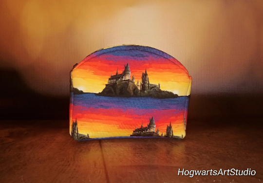 Rainbow Sunset Castle Makeup Bag - Great zipper closed toiletry bag