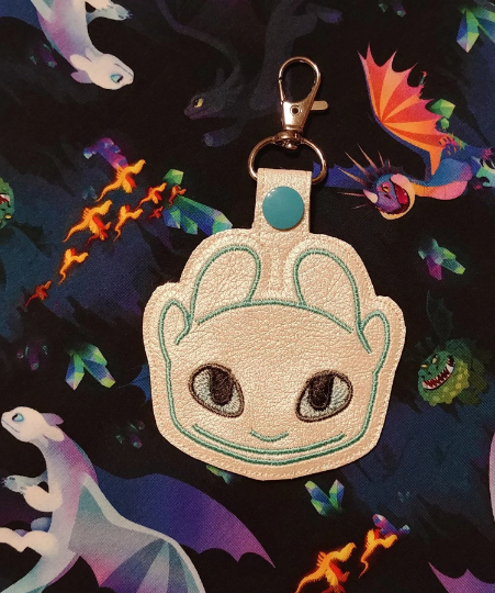 Light Dragon Keychain Embroidery Design File - Instant Download