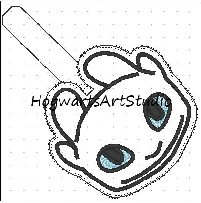 Light Dragon Keychain Embroidery Design File - Instant Download