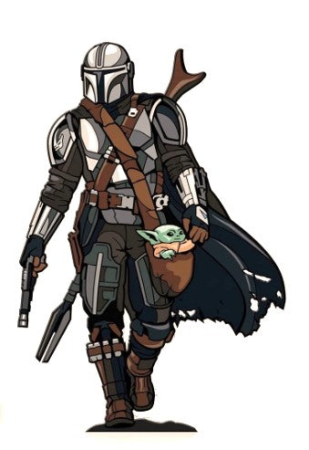 Gray Mandalorian & Baby Grogu Purse - lots of roomy pockets for all your essentials!