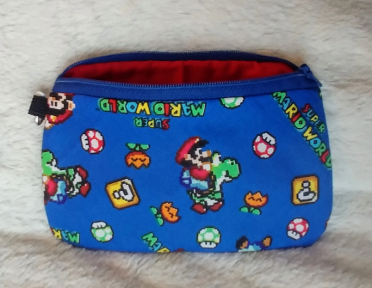 Blue Gamer Man Zipper Bag - Fully lined