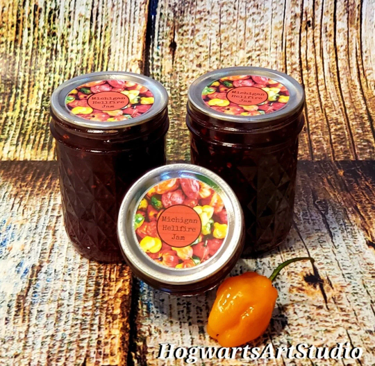 Valyrian Dragonfire Jam- Cherry Berry Jim Beam Honey Bourbon Whiskey plus 5 SUPERHOT PEPPERS!