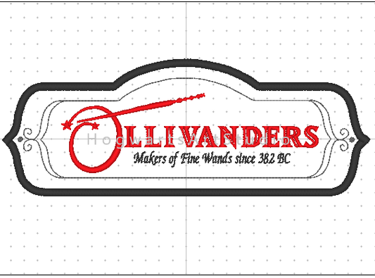 Blank Vintage Nameplate Sign & Wand Shop Embroidery Design Files - Instant Download