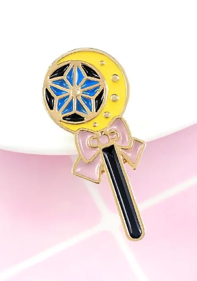 Pink Bow Fairy Magic Wand Enameled Pin