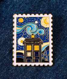 "Starry Night" Police Box Postage Stamp Pin