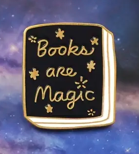 "Books are Magic" book cover enameled pin