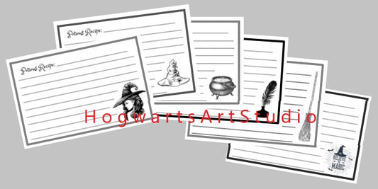 6 Wizard & Witch Themed Recipe Cards - Instant Download, Print Your Own