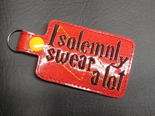 I Swear A Lot Keychain - red, yellow, green, or blue glitter vinyl options