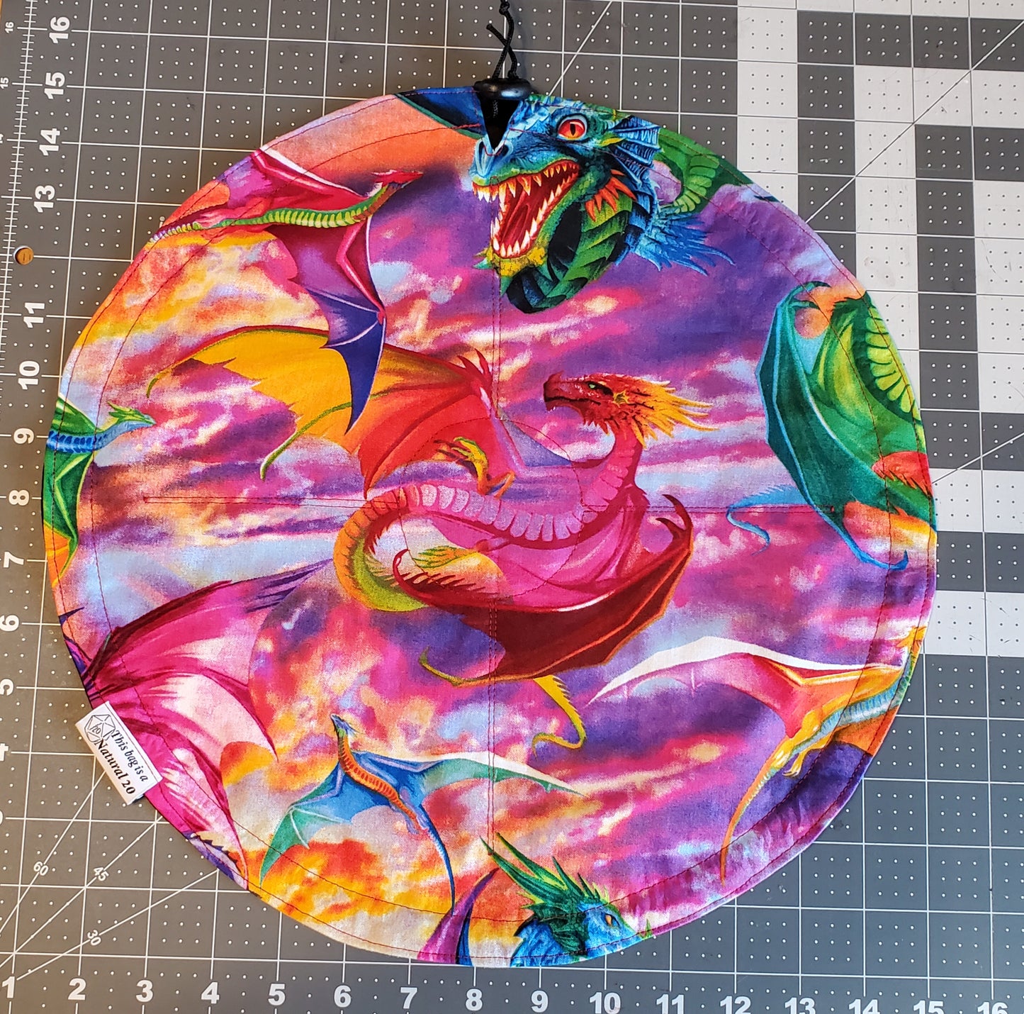 Handmade Watercolor Dragon Dice Bag / Portable Tray in one! 7 pc dice set INCLUDED!