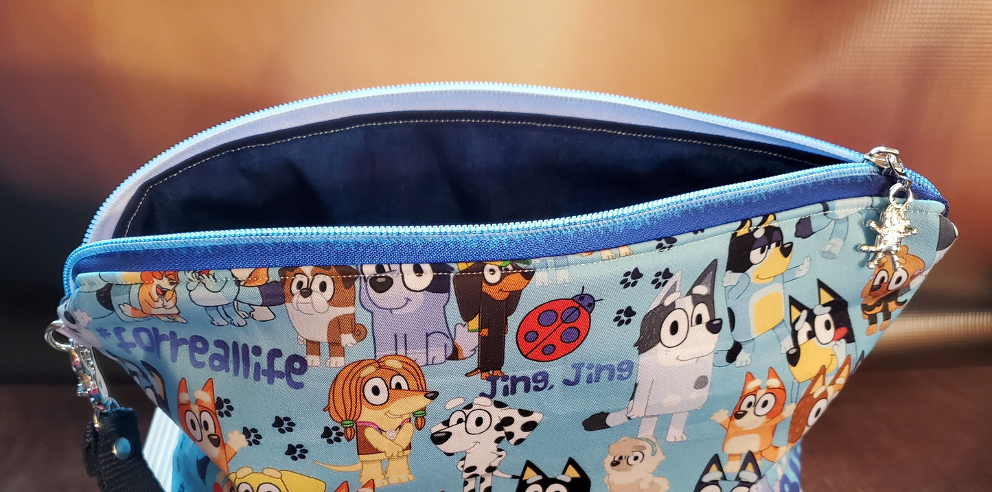 Blue Dogs Themed Large Zipper Bag - perfect for makeup, toys for the car, and more!