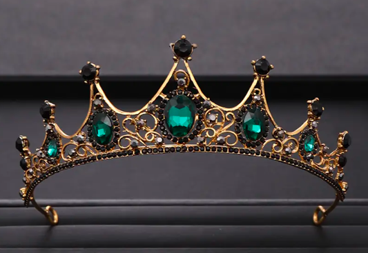 "Ellie" Emerald & Jet Princess Gold Crown - available in multiple colors!