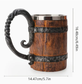 Rustic Medieval Drinking Stein - twisted wrought iron and oak barrel planks hide insulated walls!
