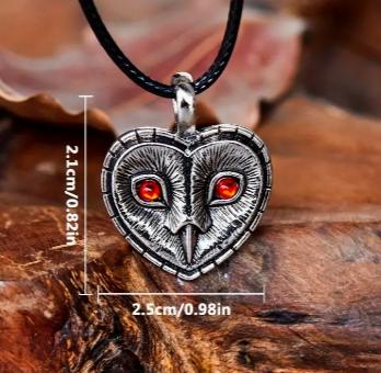 Barn Owl Pendant and Leather Necklace