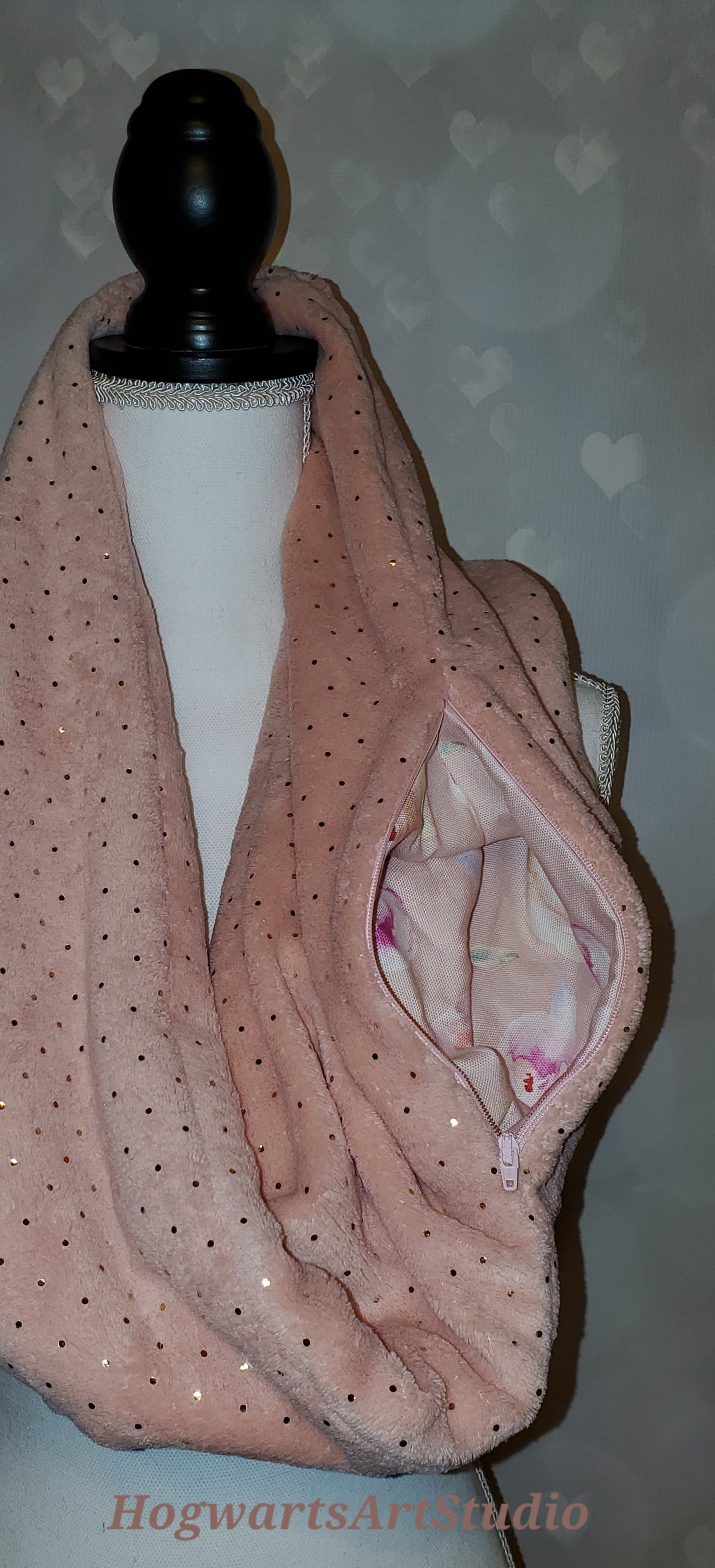 rose gold scarf with pocket