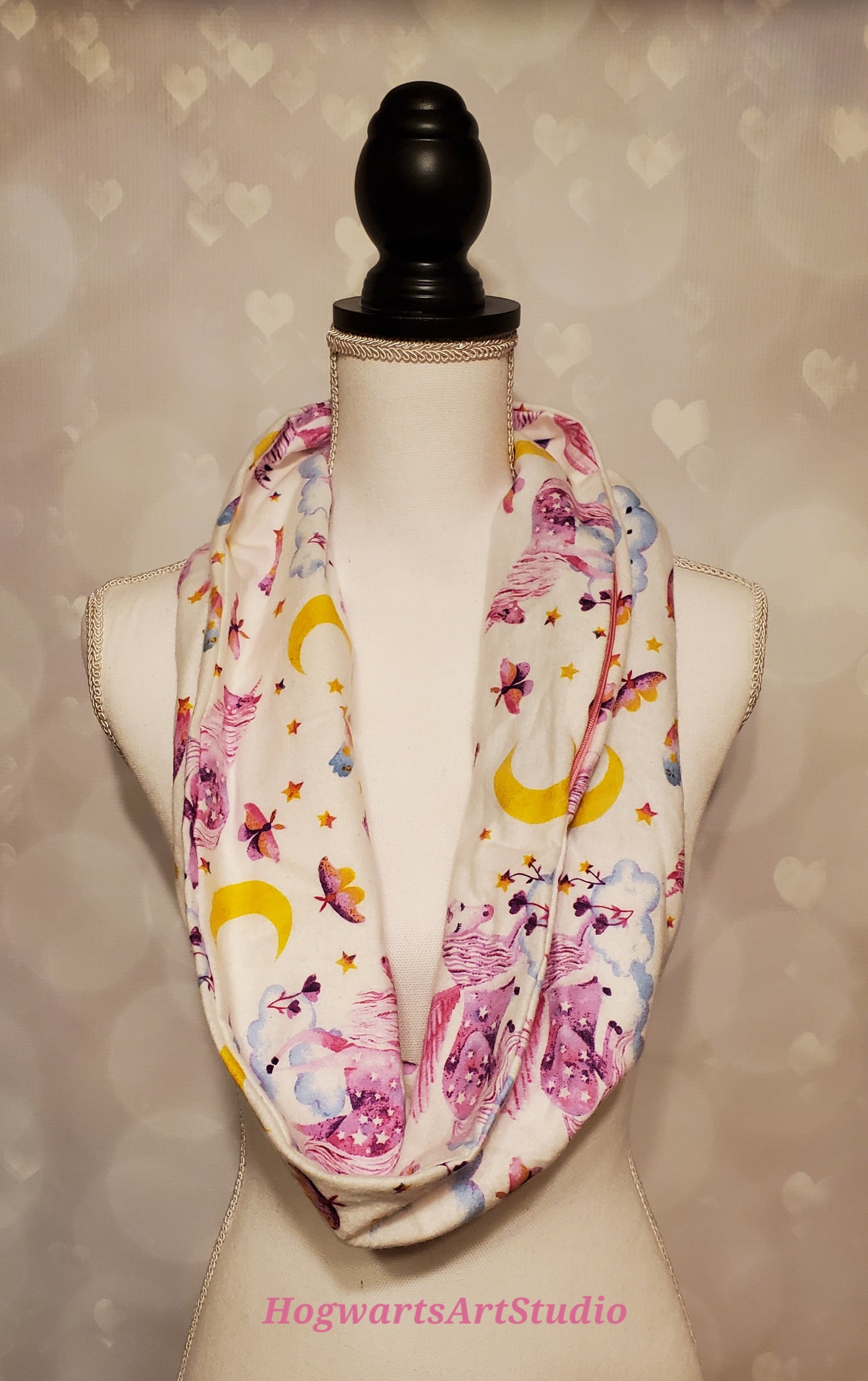 white purple and pink unicorn scarf