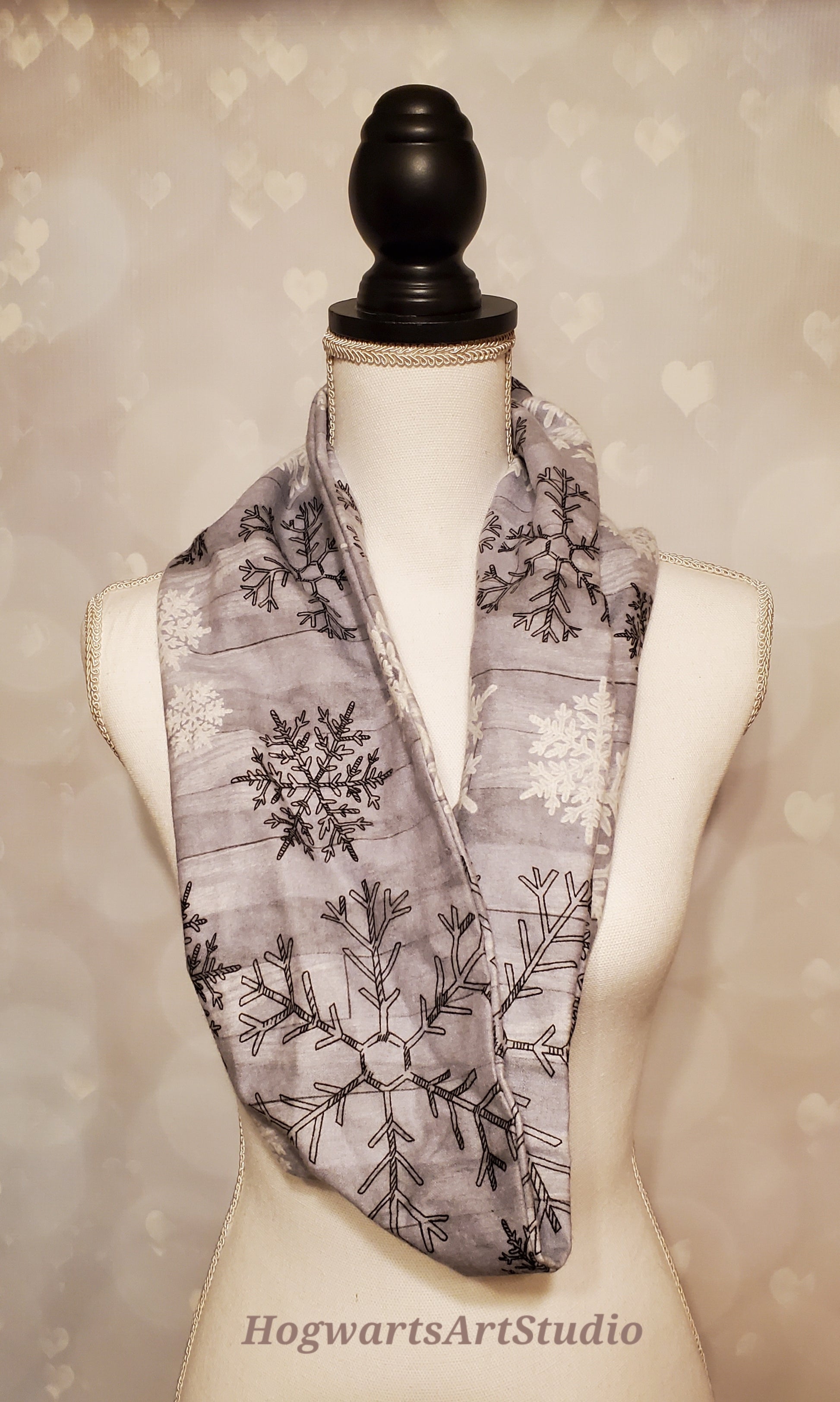 rustic gray snowflake scarf
