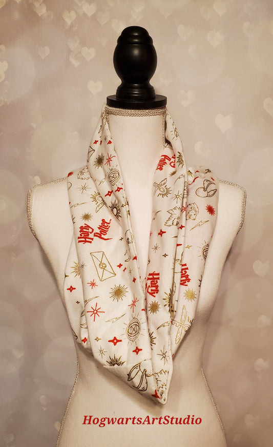 white red and gold harry potter scarf